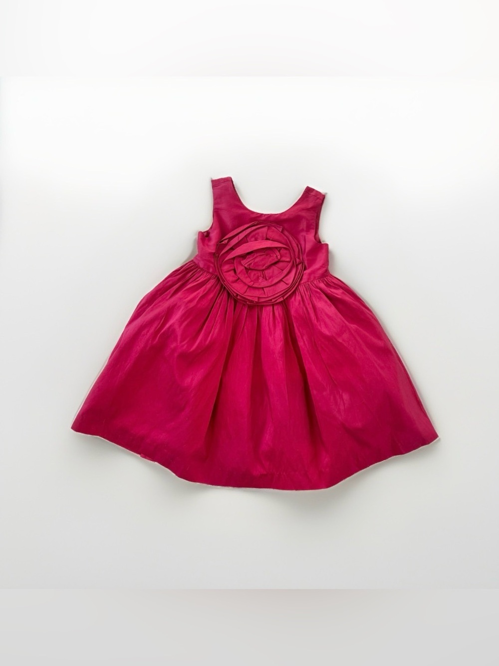 Janie and Jack Sz 3T Toddler Girls Dress Red Silk Flower Holiday Party Lined
